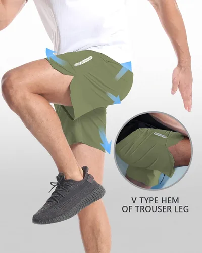 Vista 3 de CANGHPGIN Paquete de 2 pantalones cortos deportivos de entrenamiento para hombre, entrepierna de 7 pulgadas, pantalones cortos de senderismo