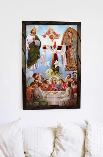Vista 4 de Mrcjsales: Pascua; Última cena, Guadalupe, San Judas, Jesús, en marco rústico, pintura al óleo, 24 x 36 pulgadas, 13 x 18 pulgadas, 10 x 12
