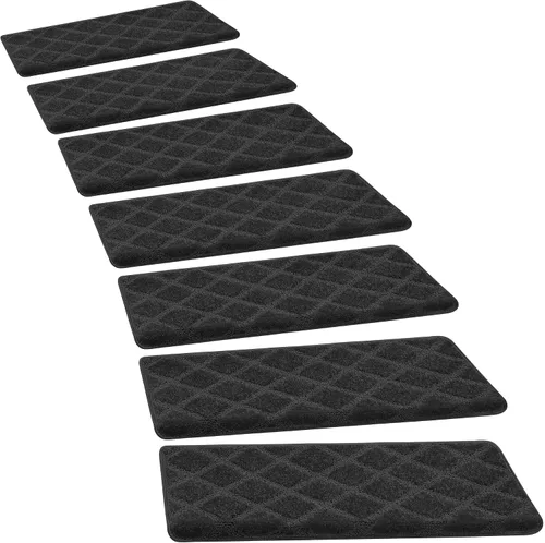 Vista 27 de PURE ERA Bullnose - Juego de peldaños de alfombra para escaleras sin cinta, antideslizantes, protectores de escaleras para interiores, alfombras