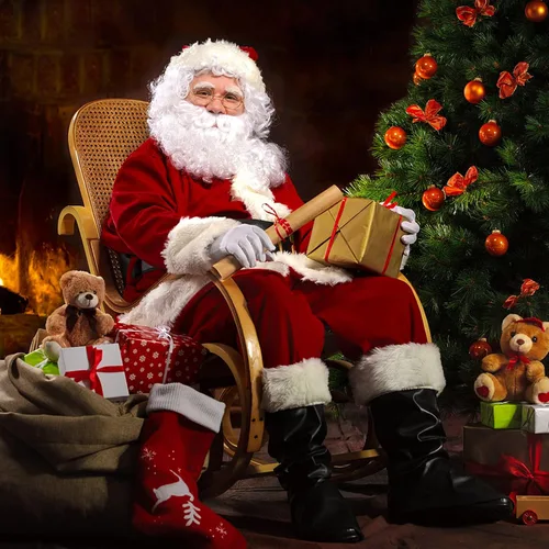 Vista 5 de Asvsua Santa Claus Costume Adult Men Santa Suit for Men Deluxe Santa Costume 10Pcs Christmas Santa Outfit