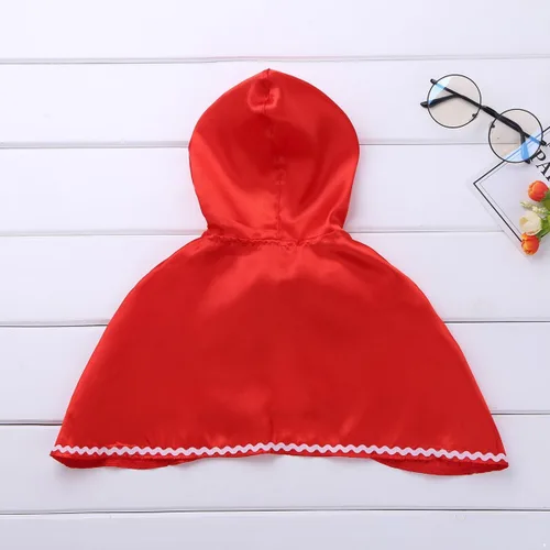 Vista 6 de Fldy Capa roja con capucha para niños, para Navidad, Halloween, juego de rol, cosplay, fiesta, ropa de disfraces