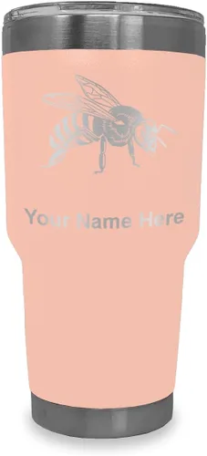 Vista 20 de LaserGram Vaso aislado al vacío de 20 onzas, abeja miel, grabado personalizado incluido (negro)