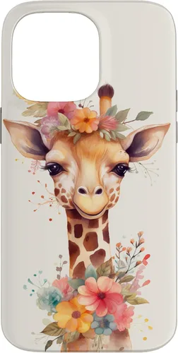 Vista 21 de Cute Giraffe with Flowers Giraffe Floral Case for iPhone 17