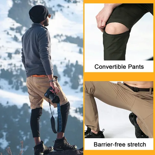 Vista 5 de Gash Hao Pantalones convertibles de senderismo para hombre, impermeables, de secado rápido, con cremallera, ligeros, para pesca