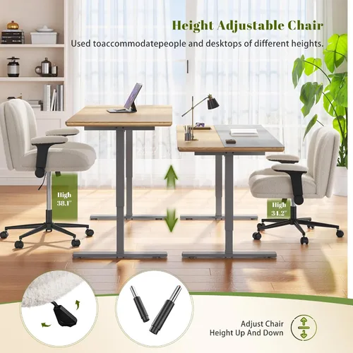 Vista 8 de DurayLoly Silla cruzada con ruedas, asiento de 28 pulgadas de ancho, brazos abatibles, forro polar grueso, altura ajustable, silla de patas cruzadas