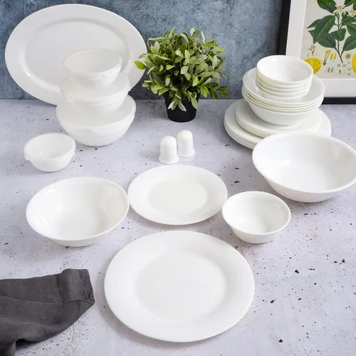 Vista 3 de Gibson Home Ultra - Juego de vajilla resistente a roturas y astillas, suave redondo: servicio para 6 personas (36 piezas), cristal de ópalo