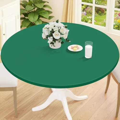 Vista 60 de Smiry Mantel redondo de pícnic, fundas de mesa elásticas impermeables para mesas de 18 a 24 pulgadas, manteles de vinilo con parte trasera