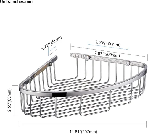 Vista 5 de Estante esquinero para ducha de baño, diseño hueco en las esquinas, organizador de estante de acero inoxidable ultra resistente a prueba de óxido
