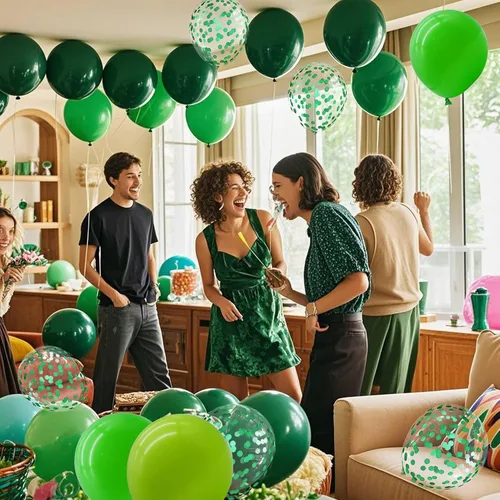 Vista 3 de Globos verdes con globos de confeti, globos de látex de 12 pulgadas, 80 piezas para decoración de bodas, cumpleaños, baby shower, fiestas