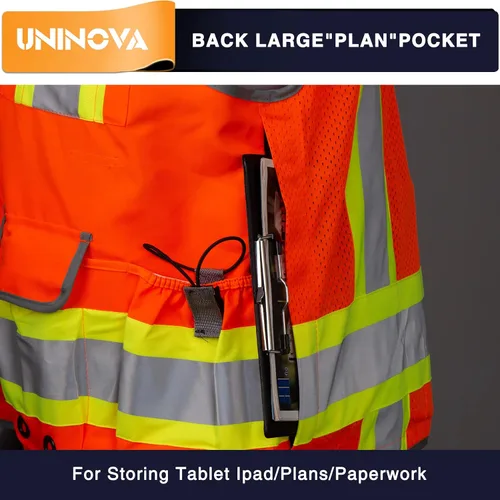 Vista 5 de Surveyor Safety Vest Reflective for Men,Class 2 Heavy Duty Safety Vests Reflective with Pockets and Zipper