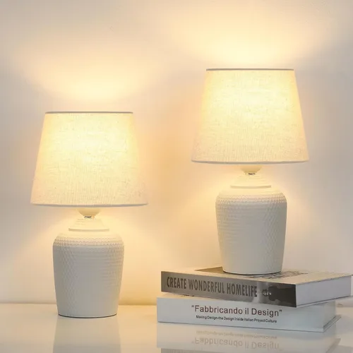 Vista 12 de Sucolite Juego de 2 lámparas de mesa pequeñas de 11.8 pulgadas, lámparas de mesita de noche para dormitorio, habitación de los niños, bonitas
