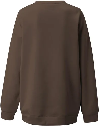 Vista 4 de Vifucz Sudadera con mangas caídas para mujer, suéter gráfico de calabaza de caramelo de Halloween, sudaderas con cuello