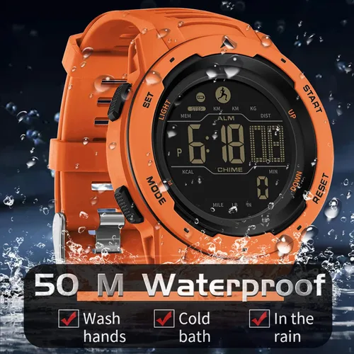 Vista 3 de findtime Relojes digitales para hombre, podómetro, contador de calorías, 5 ATM, impermeable, deportivo, militar, táctico, cronómetro, alarma