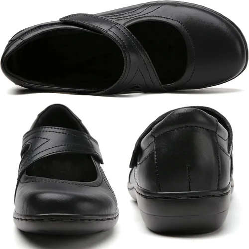 Vista 2 de IUY Zapatos Mary Jane para mujer, cómodos zapatos planos informales, puntera redonda, sin cordones, gamuza, suela de goma, tallas 6-10.5 EE. UU.