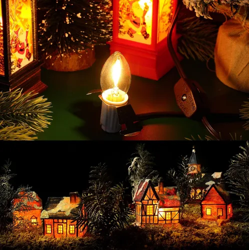 Vista 6 de Macarrie Paquete de 6 accesorios con una bombilla LED de 6 pies, cable de bombilla individual de pueblo navideño con interruptor