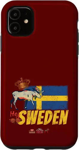 Vista 8 de Funda para iPhone 16 Suecia con bandera vintage y recuerdo de alce