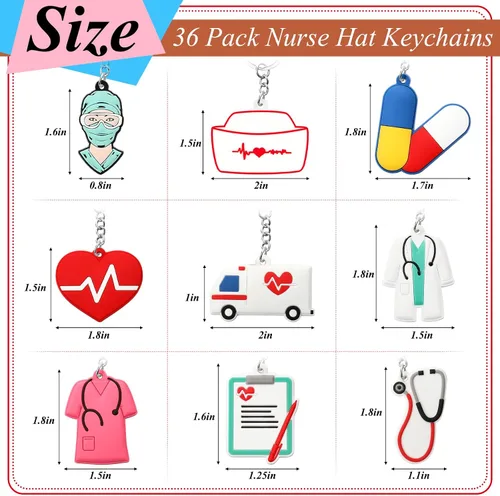 Vista 2 de Henoyso 36 Pack Nurse Keychain Bulk Nurse Gifts for Women Nurse Appreciation Gifts Nurse Accessories Nurse Party Favors