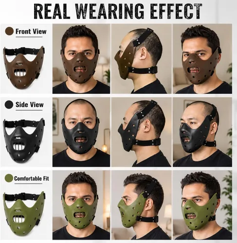 Vista 5 de Hannibal Lecter Mask Horror The Silence of Lambs Resin Hacker Mask