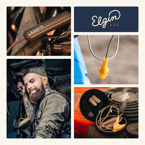 Vista 7 de Auriculares Elgin Ruckus inalámbricos Bluetooth con protección auditiva, 25 dB NRR, micrófono con cancelación de ruido, batería de 12 horas, a