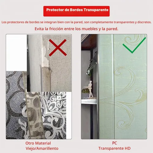 Vista 5 de Protector de Esquina de Pared - 2 Piezas, 40.6cm x 3cm - Protectores de Esquina Autoadhesivos Transparentes para Paredes, Puertas de Armarios