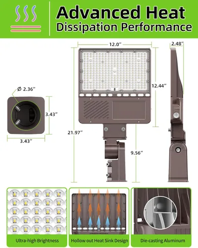 Vista 7 de Luz LED para estacionamiento con certificación UL, 150 W, 120 W, 90 W, ajustable, con fotocélula de 22500 lm, caja de zapatos, luces de inundación