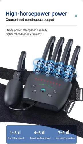 Vista 2 de Guantes de robot de rehabilitación mejorados para hemiplejia cerebral, robot portátil de mano con 4 modos de entrenamiento, fuerza ajustable