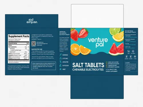 Vista 9 de Venture Pal Tabletas de electrolitos masticables, 80 tabletas de sal de disolución rápida sin azúcar, sin gluten, paquete variado para hidratación