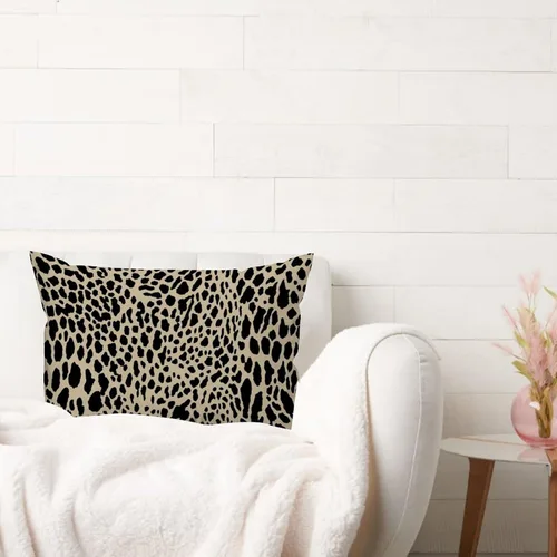 Vista 3 de ArogGeld Funda de cojín lumbar con estampado de leopardo y guepardo negro, funda de almohada para sofá, con manchas de animales marrones y negros