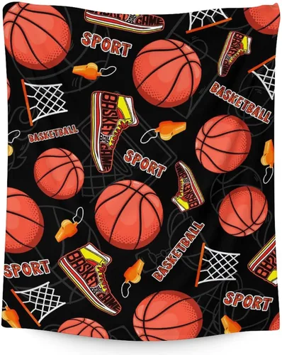 Vista 28 de Mantas de baloncesto – Manta suave y mullida para niños – Manta pequeña de 30 x 40 pulgadas para sala de estar y oficina – Manta deportiva negra