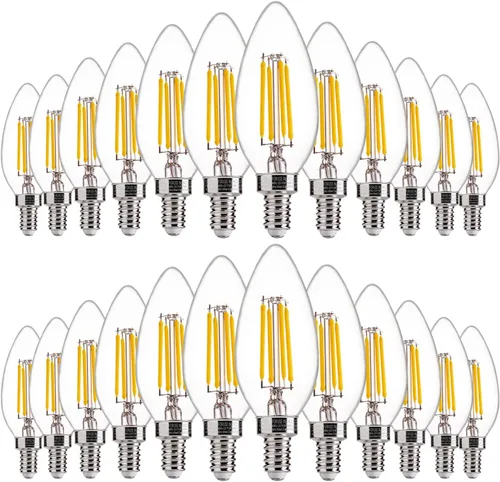 Vista 24 de FLSNT Bombillas LED ámbar para candelabros equivalentes a 40 W, bombillas LED B11 E12, 2200 K blanco cálido, regulable, 330 lm, 96 unidades UL