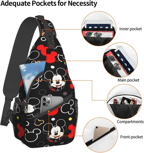 Vista 3 de Bolsos cruzados de ratón lindo de dibujos animados, bolso de hombro unisex de 15.3 pulgadas, riñonera, bolso de mensajero, regalo