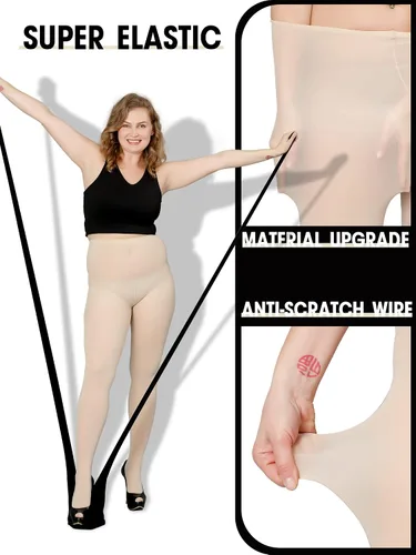Vista 4 de DancMolly Medias de nailon semiopacas de cintura alta para mujer, con control superior