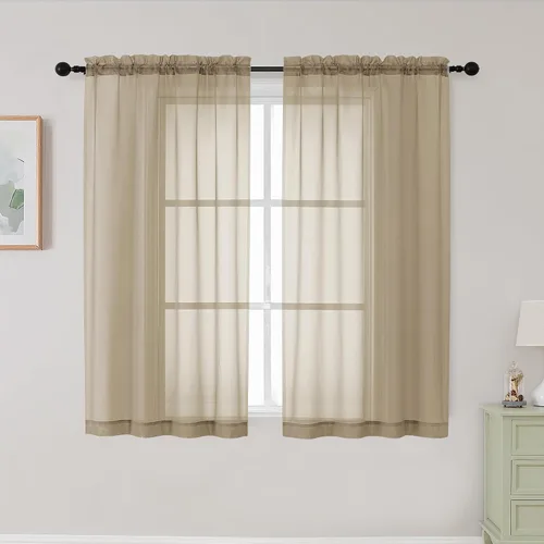 Vista 296 de 2 paneles de cortinas traslúcidas blancas para dormitorio, sala de estar, 96 pulgadas de largo, modernas, suaves, ligeras, con bolsillo para barra