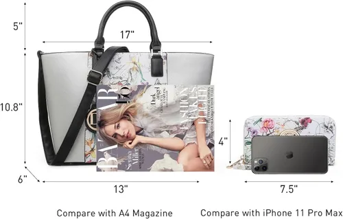 Vista 34 de Dasein Satchel Purse Handbag for Women Large Shoulder Work Tote Bag With Matching Wallet
