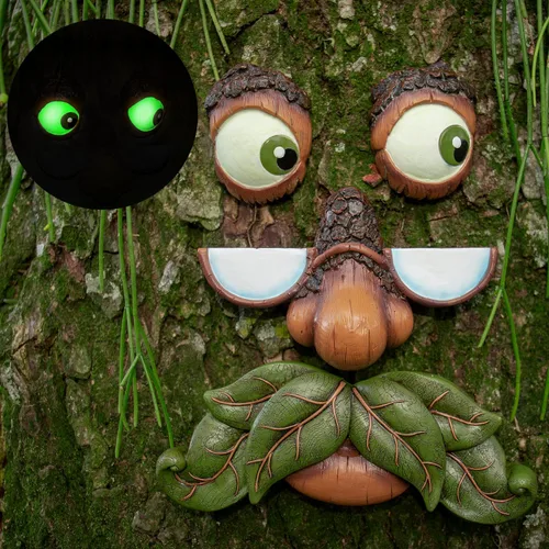 Vista 9 de Cara de árbol, caras de árbol al aire libre, arte de árbol, decoraciones de árbol al aire libre, caras de árbol, decoración de tocón de árbol, cara