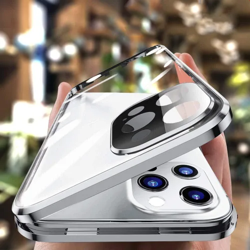 Vista 13 de Funda Henghui magnética con cierre compatible con iPhone 11, de vidrio, con protector de lente de cámara y protector de pantalla, cierre de Azul