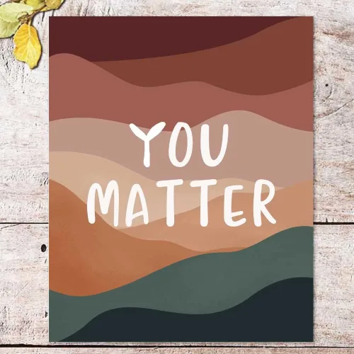 Vista 2 de You Matter, arte de pared de salud mental, decoración de oficina de terapeuta, decoración de aula de psicólogo, arte de pared de oficina