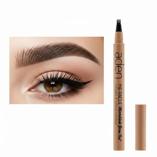Vista 5 de aden Pluma de cejas Microblading - Lápices de cejas impermeables para mujeres - Lápiz de cejas negro de larga duración - Punta de triple trazo