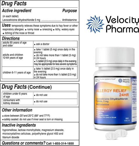 Vista 5 de USP Tablets, 24 Hour Relief Antihistamínico sin somnolencia (180 unidades (paquete de 1)) Eases Runny Nose, Sneezing, Itchy & Watery Eyes, Nasal
