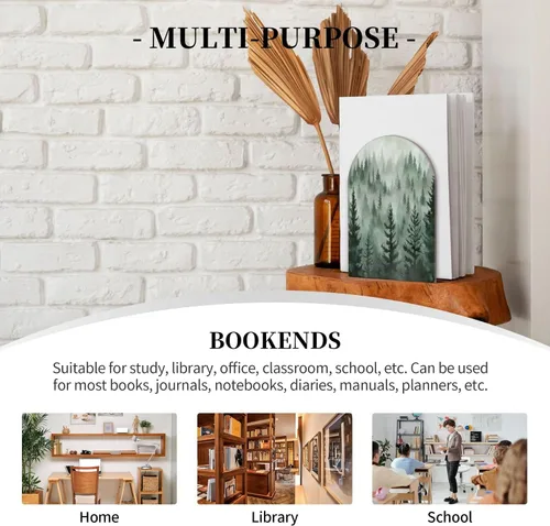 Vista 7 de Sujetalibros decorativos de árbol verde para estantes, soporte para libros pesados, organizador antideslizante para escritorio para habitación