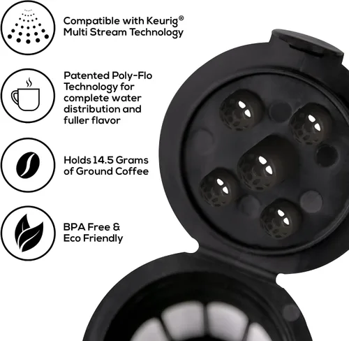 Vista 2 de Perfect Pod Café Supreme – Cápsula de filtro de café reutilizable compatible con máquinas de café Keurig Select (Ver tabla de compatibilidad)