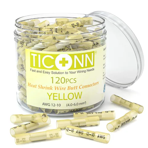 Vista 13 de TICONN Kit de conectores a tope termorretráctiles de 60 piezas, empalme a tope AWG 14 – 12, terminales de crimpado de cables eléctricos marinos