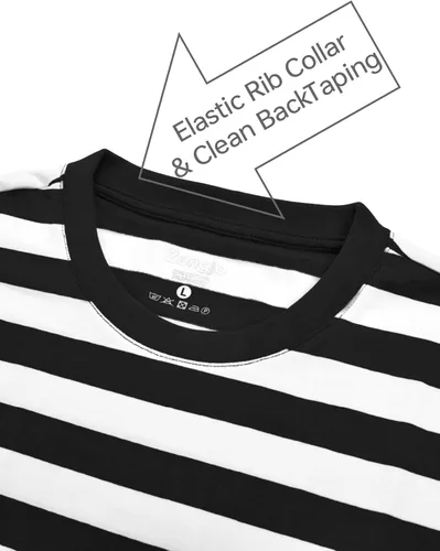 Vista 3 de Zengjo - Camiseta de manga corta a rayas para hombre