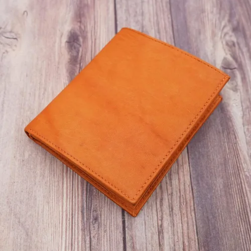 Vista 7 de ag wallets Billetera bifold europea de piel auténtica RFID para hombre, 2 ventanas de identificación, Bronceado mermelada, Cartera Rfid plegable Lage