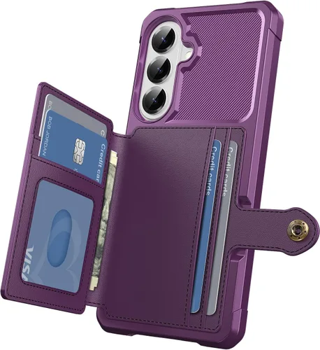 Vista 34 de Funda para Samsung Galaxy S21 Ultra con tarjetero, compatible con soporte magnético para automóvil, resistente a los golpes, resistente, suave, TPU