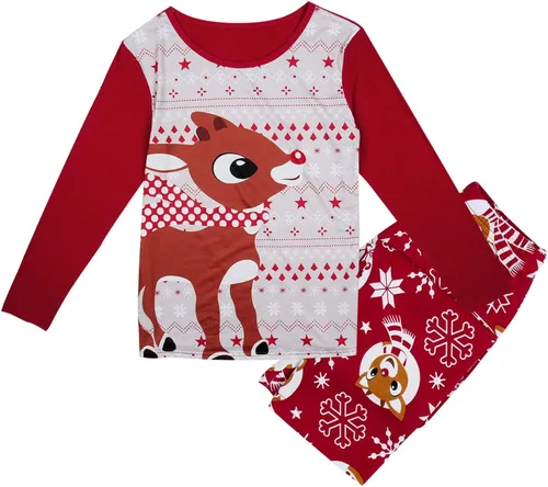 Vista 3 de Awoscut Pijamas de Navidad para la familia conjuntos de pijamas de Navidad a juego para parejas adultos niños y bebés Daphne-a