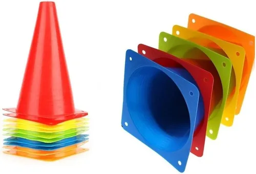 Vista 2 de Conos de fútbol YOQXHY (25 unidades, 7 pulgadas) Agility Training Sports Cone plástico con bolsa de transporte para niños fútbol Baloncesto Taladros