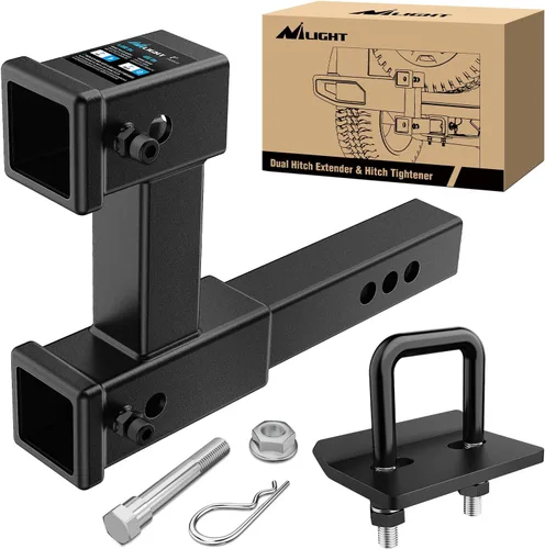 Vista 19 de Nilight Adaptador extensor de receptor de enganche de remolque, reductor de adaptador de enganche de 1-1/4 a 2 pulgadas, convertidor de manguito