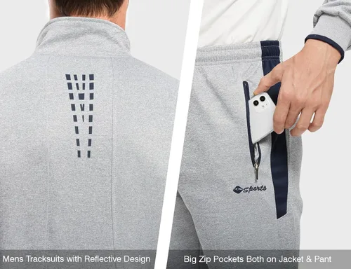 Vista 5 de TBMPOY Conjunto deportivo para hombre, 2 piezas, casual, atlético, para correr, calentar, con cremallera completa