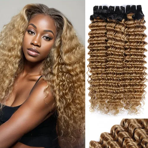 Vista 8 de Manojos de cabello humano ondulado profundo de 12, 14, 16 pulgadas, paquetes de ondas de agua, 100% sin procesar, 10A, cabello humano virgen